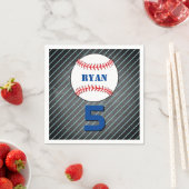 野球ボール誕生日パーソナライズされたキッズパーティー スタンダードカクテルナプキン (インサイチュ)