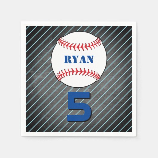 野球ボール誕生日パーソナライズされたキッズパーティー スタンダードカクテルナプキン (正面)