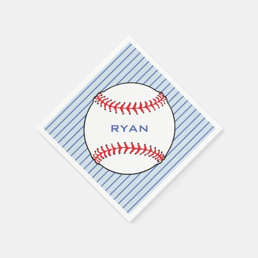 野球ボール誕生日パーソナライズされたキッズパーティー スタンダードカクテルナプキン (角)