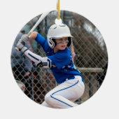 野球ボール赤ステッチ写真パーソナライズされた セラミックオーナメント (裏面)