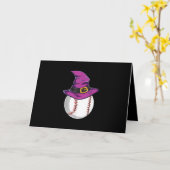 野球ボール魔女ハット – 面白いハロウィーンの衣装 カード (黄色い花)