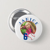 野球ボール60誕生日写真 缶バッジ (正面&裏面)