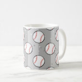 野球ボール – グレーフィールドのシームレスパターン コーヒーマグカップ (正面右)