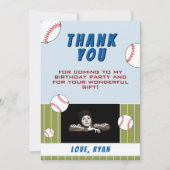 野球ボール スポーツ 子供の写真 誕生日感謝 サンキューカード (正面)