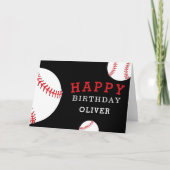 野球ボール スポーツ 黒 楽しい 誕生日 子ども カード (正面)
