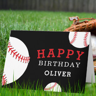 野球ボール スポーツ 黒 楽しい 誕生日 子ども カード