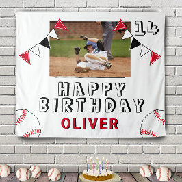 野球ボール バンティング フラッグ フォト バースデー パーティー タペストリー