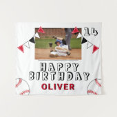 野球ボール バンティング フラッグ フォト バースデー パーティー タペストリー (正面(横))