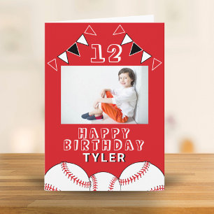 野球ボール フラッグ スポーツ 子供 写真 誕生日 カード