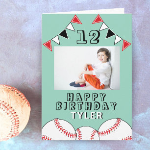 野球ボール フラッグ スポーツ 子供 写真 誕生日 カード