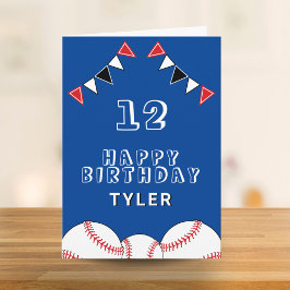 野球ボール フラッグ 青 スポーツ 子ども 誕生日 カード