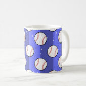 野球ボール – ブルーフィールドのシームレスパターン コーヒーマグカップ (正面右)