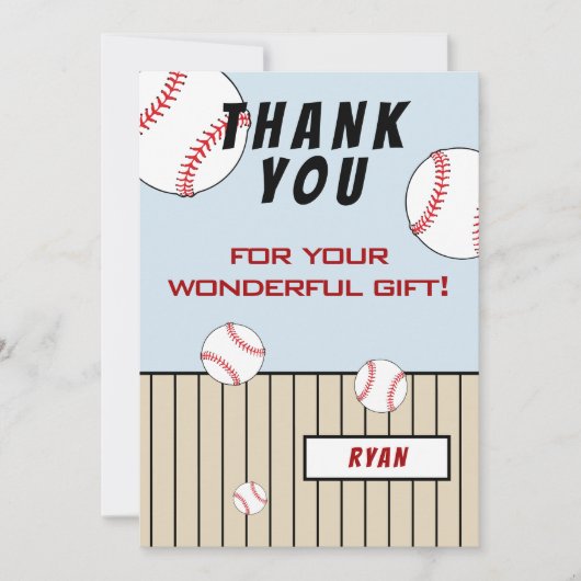 野球ボール 誕生日 子ども サンキューカード (正面)