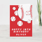 野球ボール 赤 子供 男の子 楽しい誕生日 カード (正面)