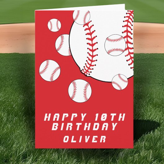野球ボール 赤 子供 男の子 楽しい誕生日 カード