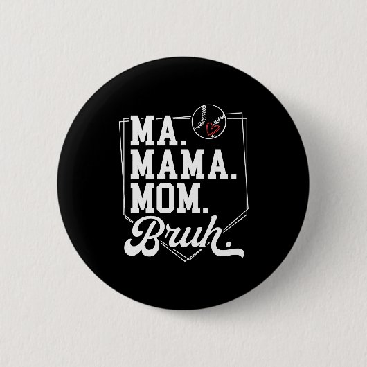 野球ママがチーム名と背番号でBruhで面白い 缶バッジ (正面)