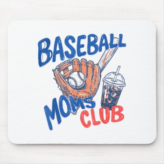 野球ママクラブ アイスコーヒー & グローブ スポーツ マウスパッド (正面)