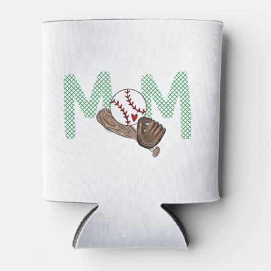 野球ママグリーントレフォイルスポ名門私立校風のートママ 缶クーラー (正面)