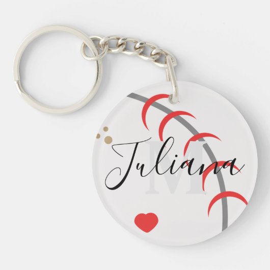 野球ママパパ祖父モノグラムのキーチェーン キーホルダー (正面)