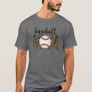 野球ママヒョウおもしろいソフトボール母母D Tシャツ