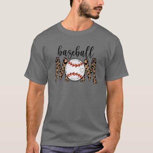 野球ママヒョウおもしろいソフトボール母母D Tシャツ (正面)