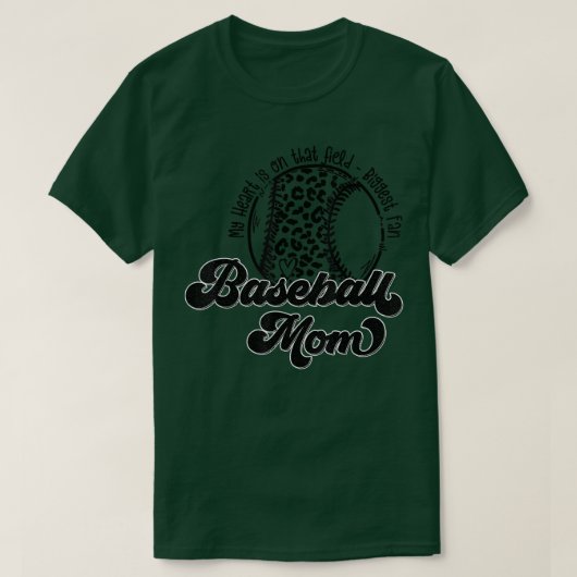 野球ママヒョウ、私のハートは、フィールド、B Tシャツ (デザイン正面)