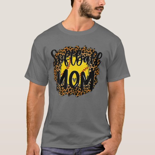 野球ママヒョウTeeソフトボールママ母ダ Tシャツ (正面)