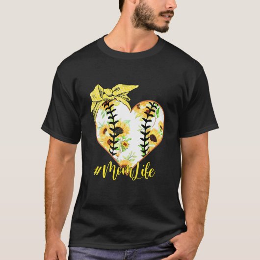 野球ママボールフローラバンダナハート母ダ Tシャツ (正面)