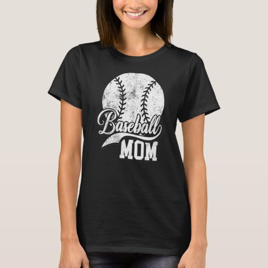 野球ママヴィンテージ女性ママ母の日ママ Tシャツ (正面)