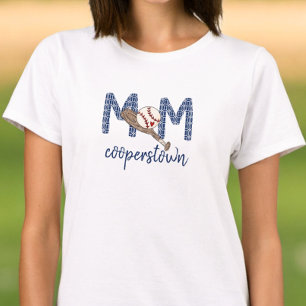 野球ママ協力ネイビー幾何学チームのママ Tシャツ