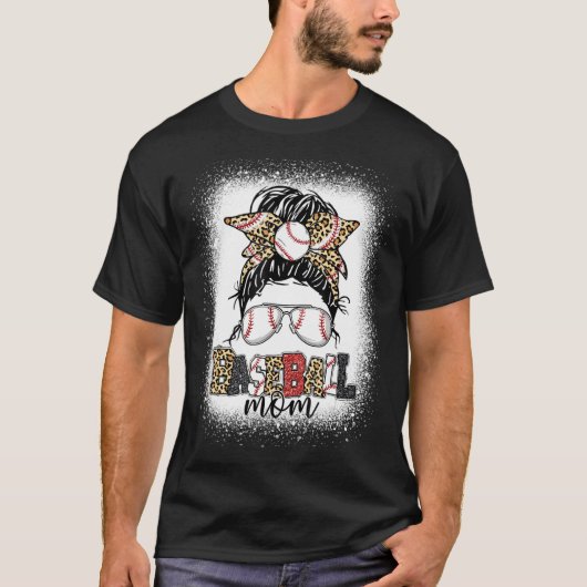 野球ママ幸せな母の日ママ人生めちゃくちゃなパン Tシャツ (正面)