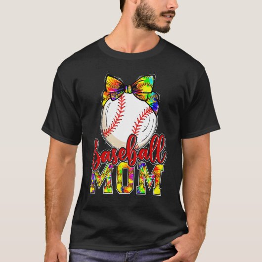野球ママ絞り染め野球ママ選手母 Tシャツ (正面)