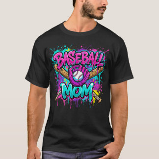 野球ママ 滴るドリップ スポーツママ 母の日 Tシャツ