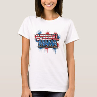 野球ママTシャツ 愛国スプラッターデザイン Tシャツ