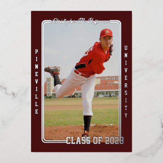 野球マルーン卒業発表 箔招待状 (正面)