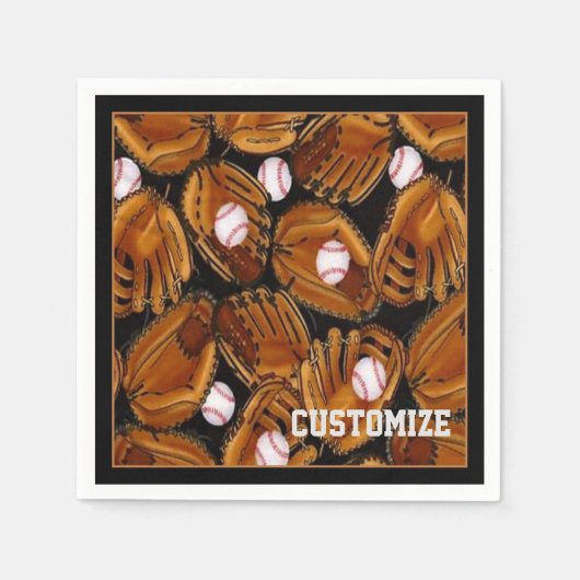 野球ミッツ柄ナプキン スタンダードカクテルナプキン (正面)