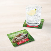 野球ミットのかわいい子犬 スクエアペーパーコースター (インサイチュ)