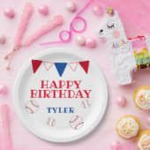 野球モダン子供の誕生日パーティー ペーパープレート (パーティー)