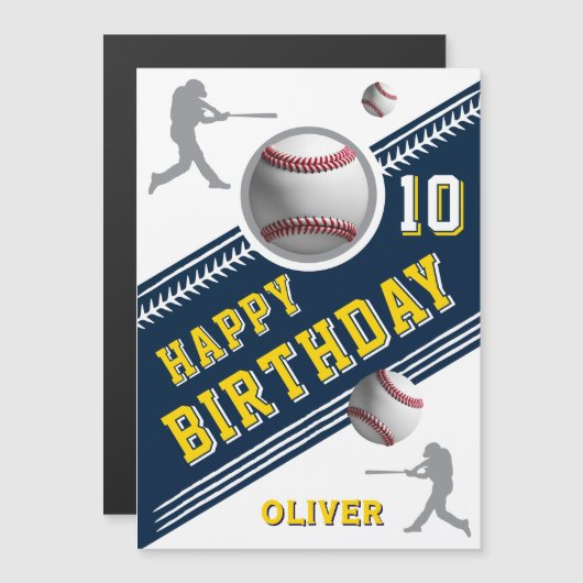 野球モダン球選手をテーマにした誕生日カード (正面/裏面)