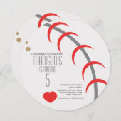 野球モダン誕生日ボールパーティの招待状 案内状 (正面/裏面)