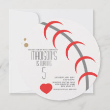 野球モダン誕生日ボールパーティの招待状