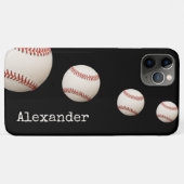 野球モノグラムののブラックスポーツ Case-Mate iPhoneケース (裏面(横))