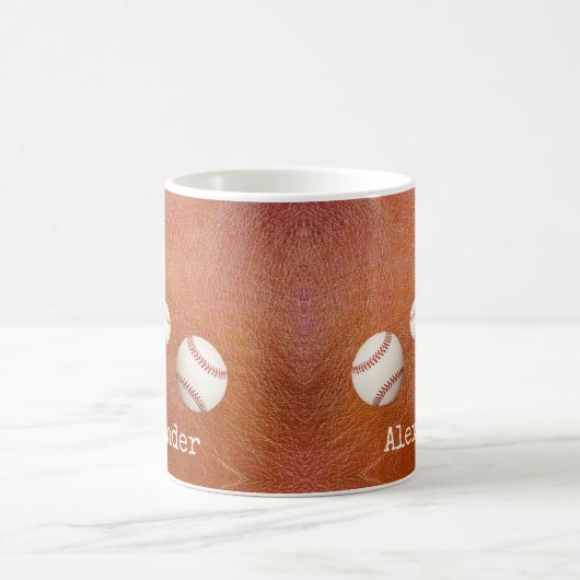 野球モノグラムのソフトボールスポーツ コーヒーマグカップ (中央)