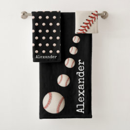 野球モノグラムのソフトボールスポーツ バスタオルセット