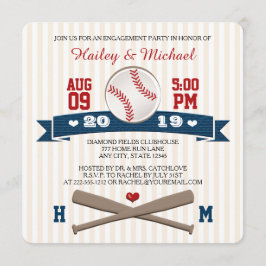 野球モノグラムの婚約パーティ 招待状