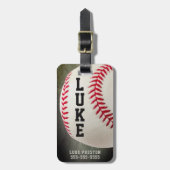 野球モノグラムまたは2-4レター名 ラゲッジタグ (正面縦)