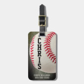 野球モノグラムまたは2-5レター名 ラゲッジタグ (正面縦)