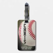 野球モノグラムまたは2-5レター名 ラゲッジタグ (裏面縦)