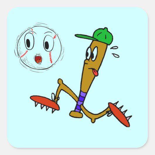 野球ユーモアのあるTシャツとギフト スクエアシール (正面)