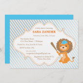 野球ライオンベビーシャワー招待状 招待状 (正面/裏面)
